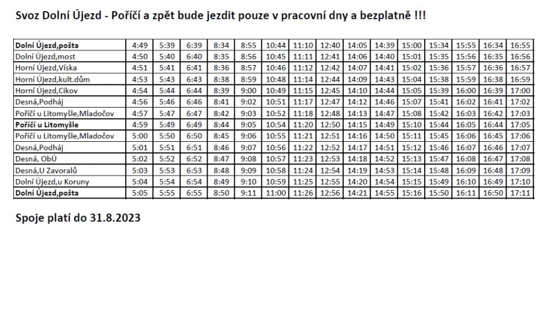 svoz - prázdniny
